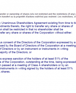 The issue, transfer or ownership of shares is/is not restricted